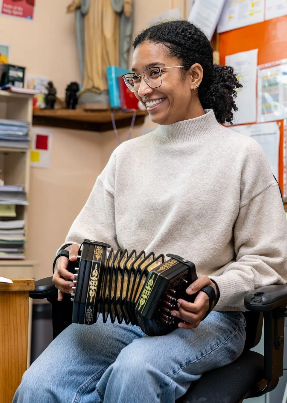 Zohra Coday with the concertina