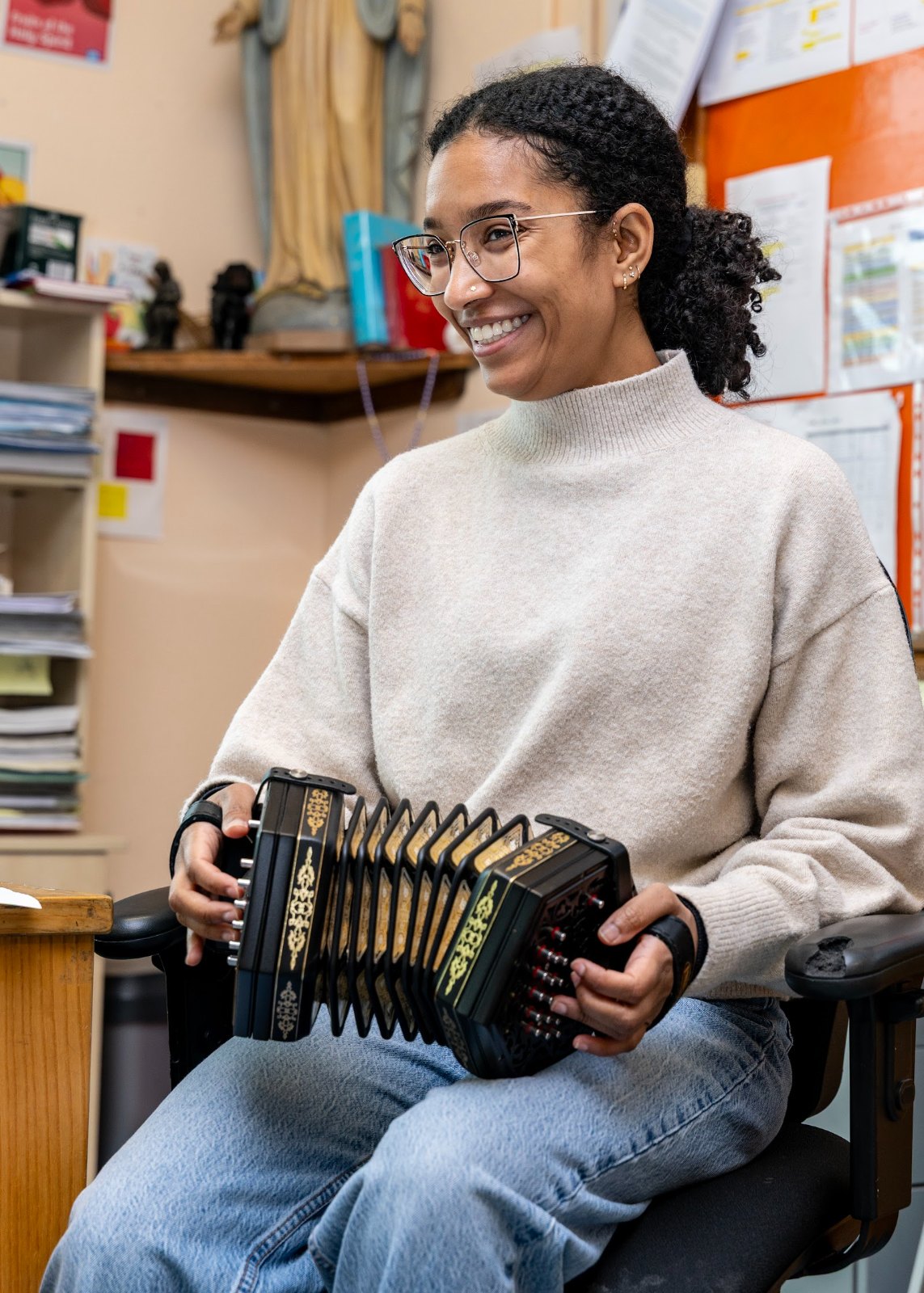 Zohra Coday with the concertina